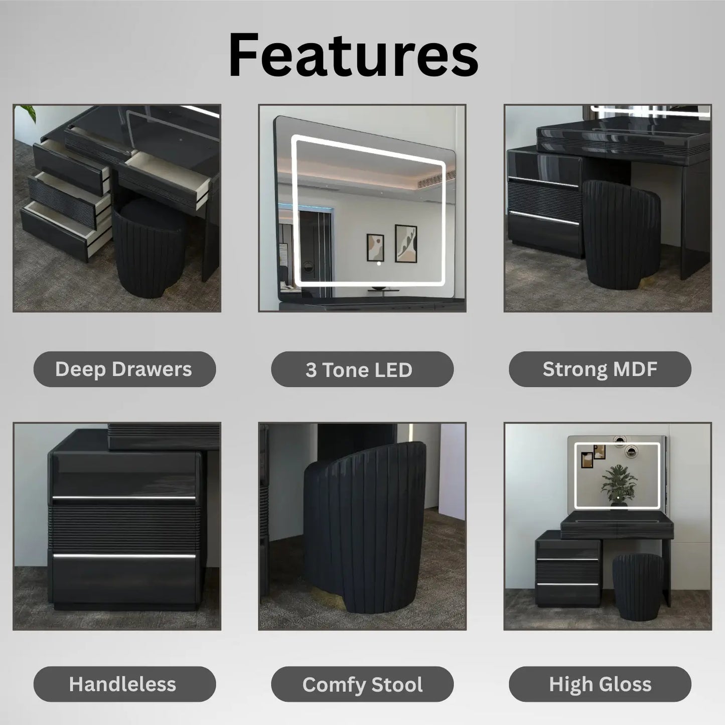 Atlanta Dressing Table Black