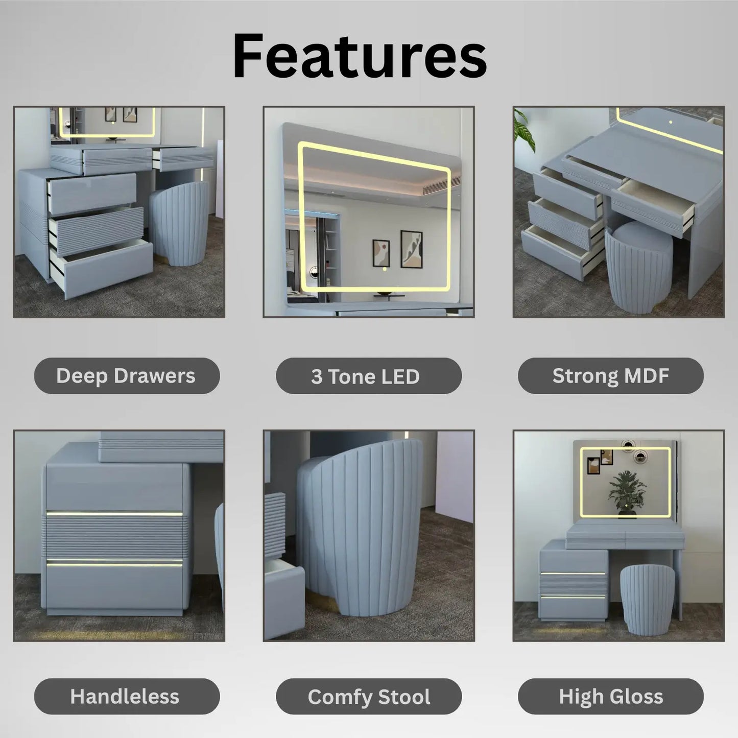 Atlanta Dressing Table Gray