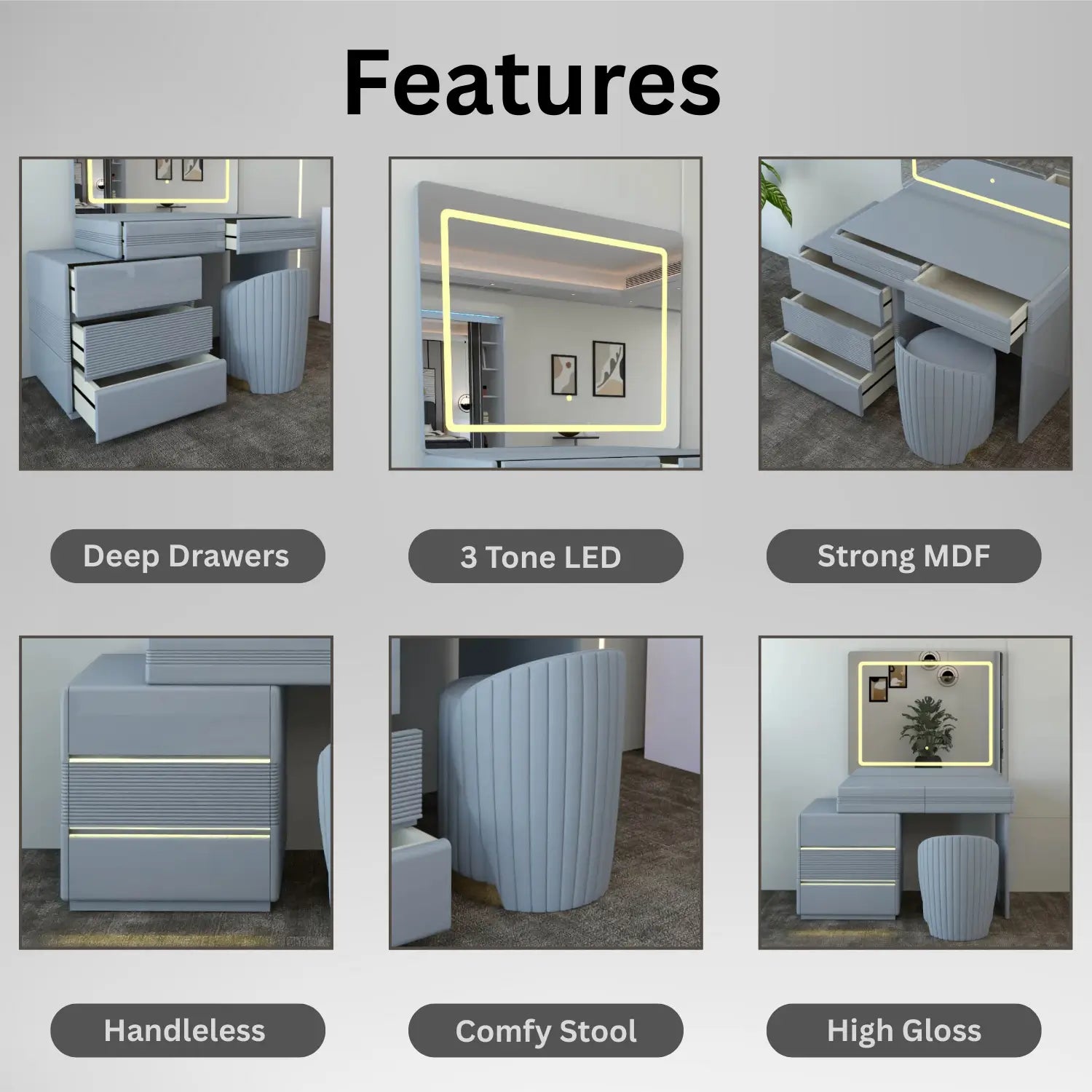 Atlanta Dressing Table Gray