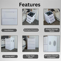 Dallas Bedside Table in white