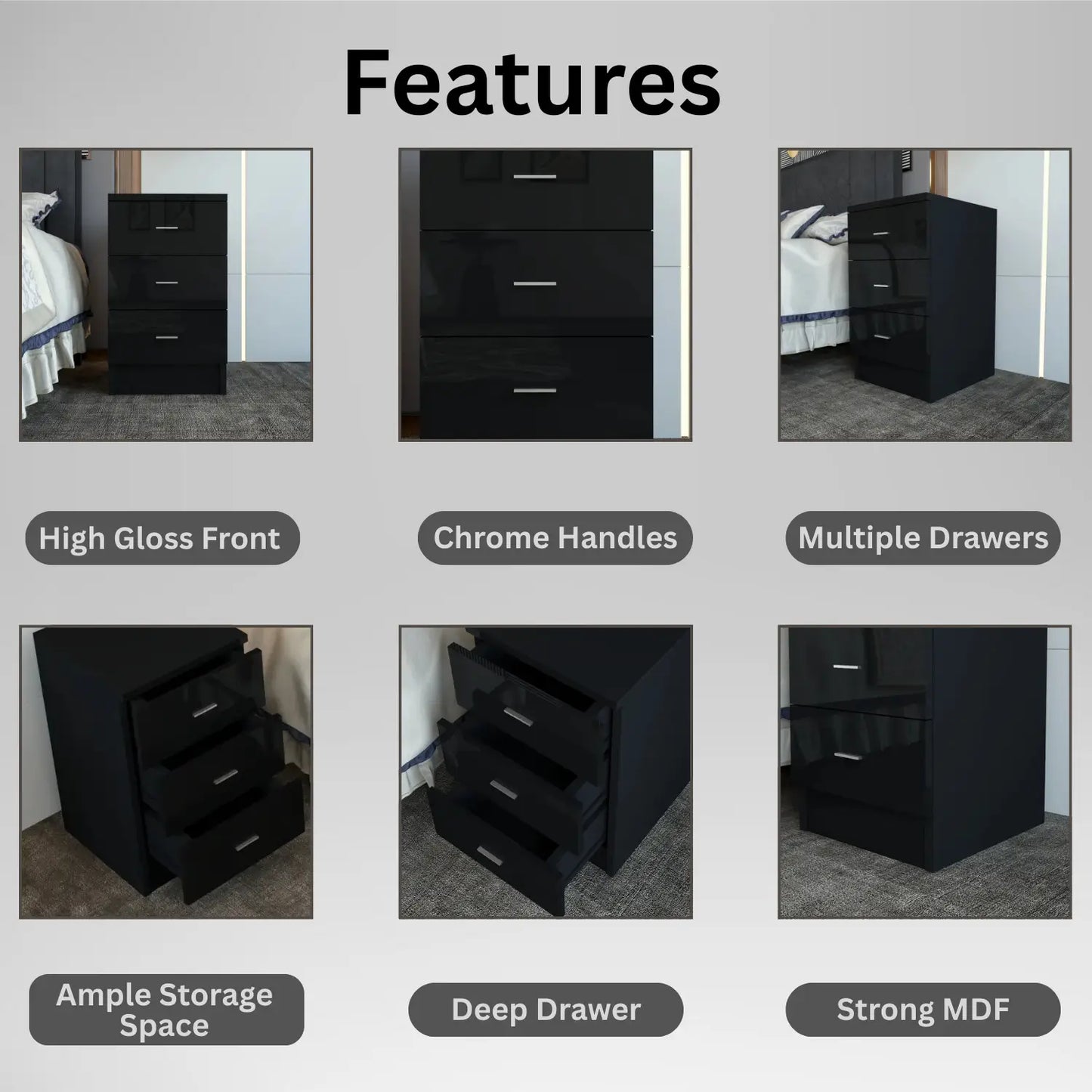 Halo Bedside Black