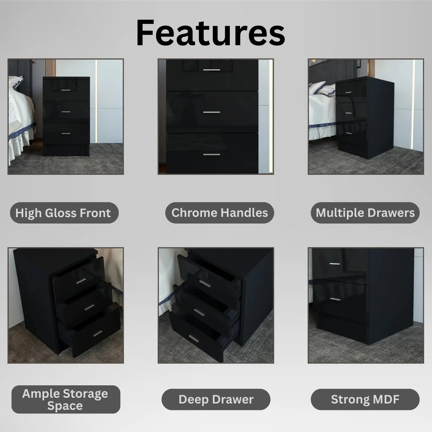 Halo Bedside Black