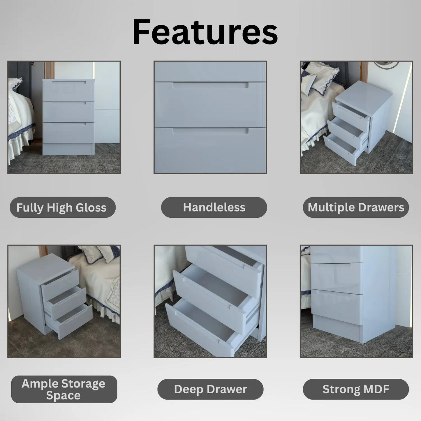 Opal Bedside Gray