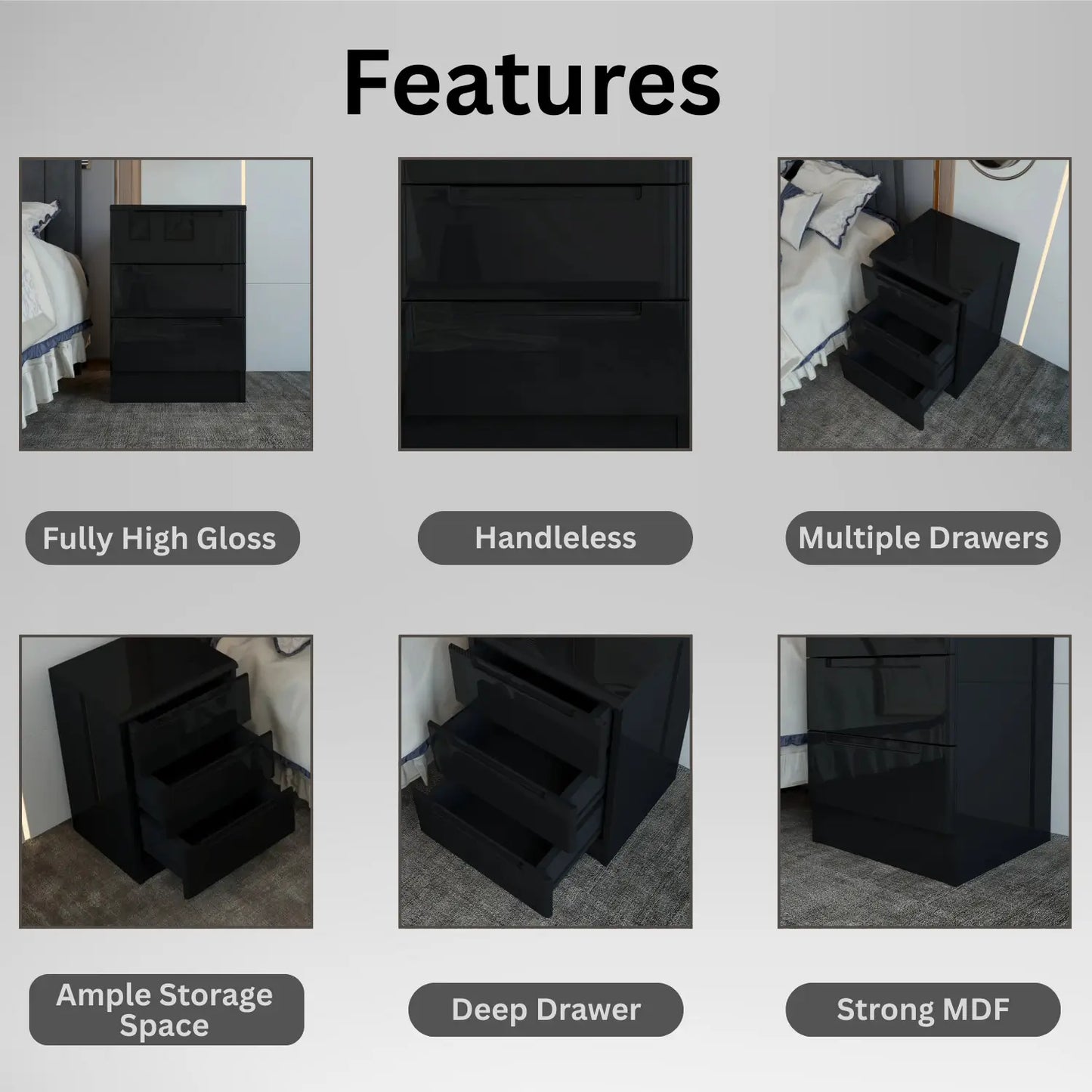 Opal Bedside Black