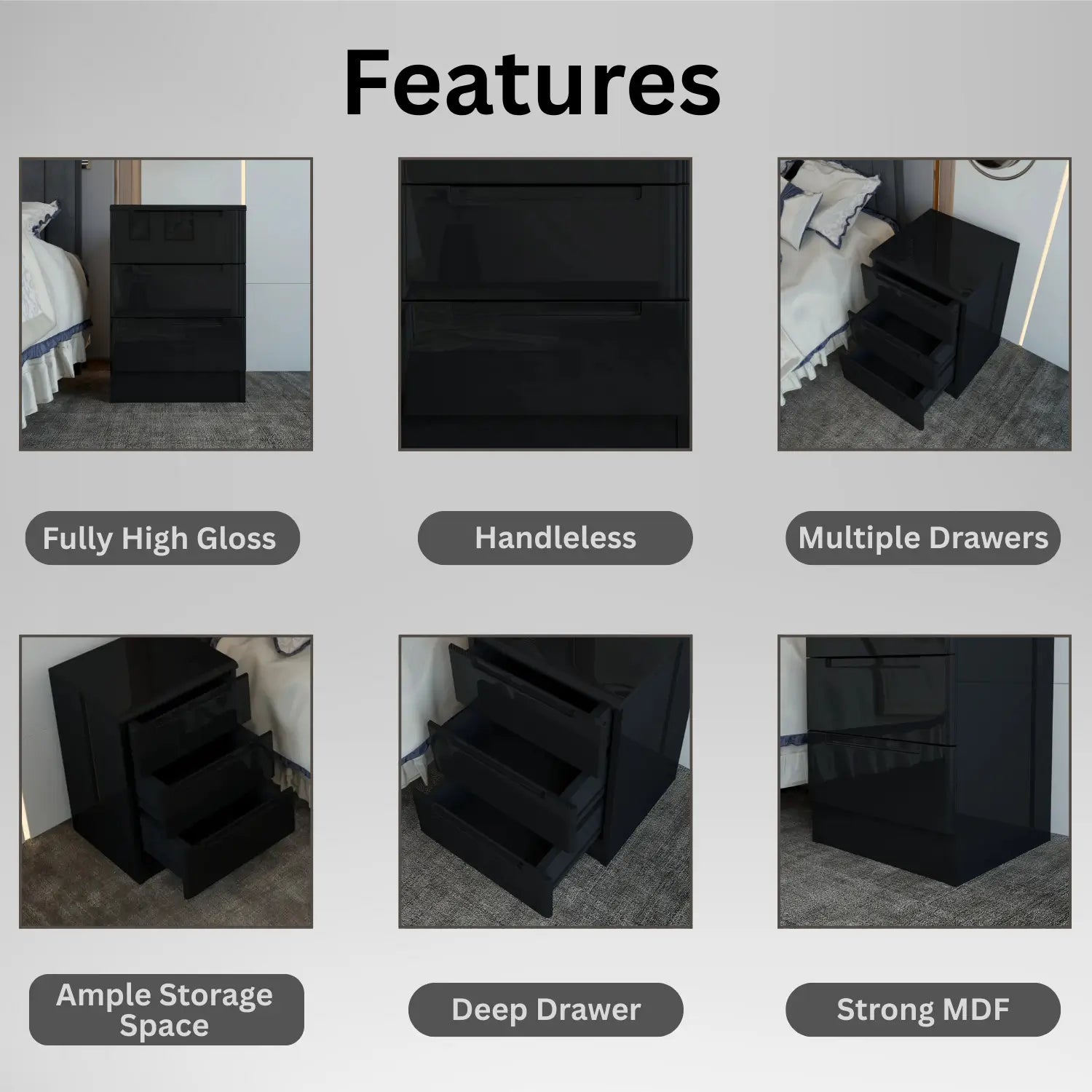 Opal Bedside Black