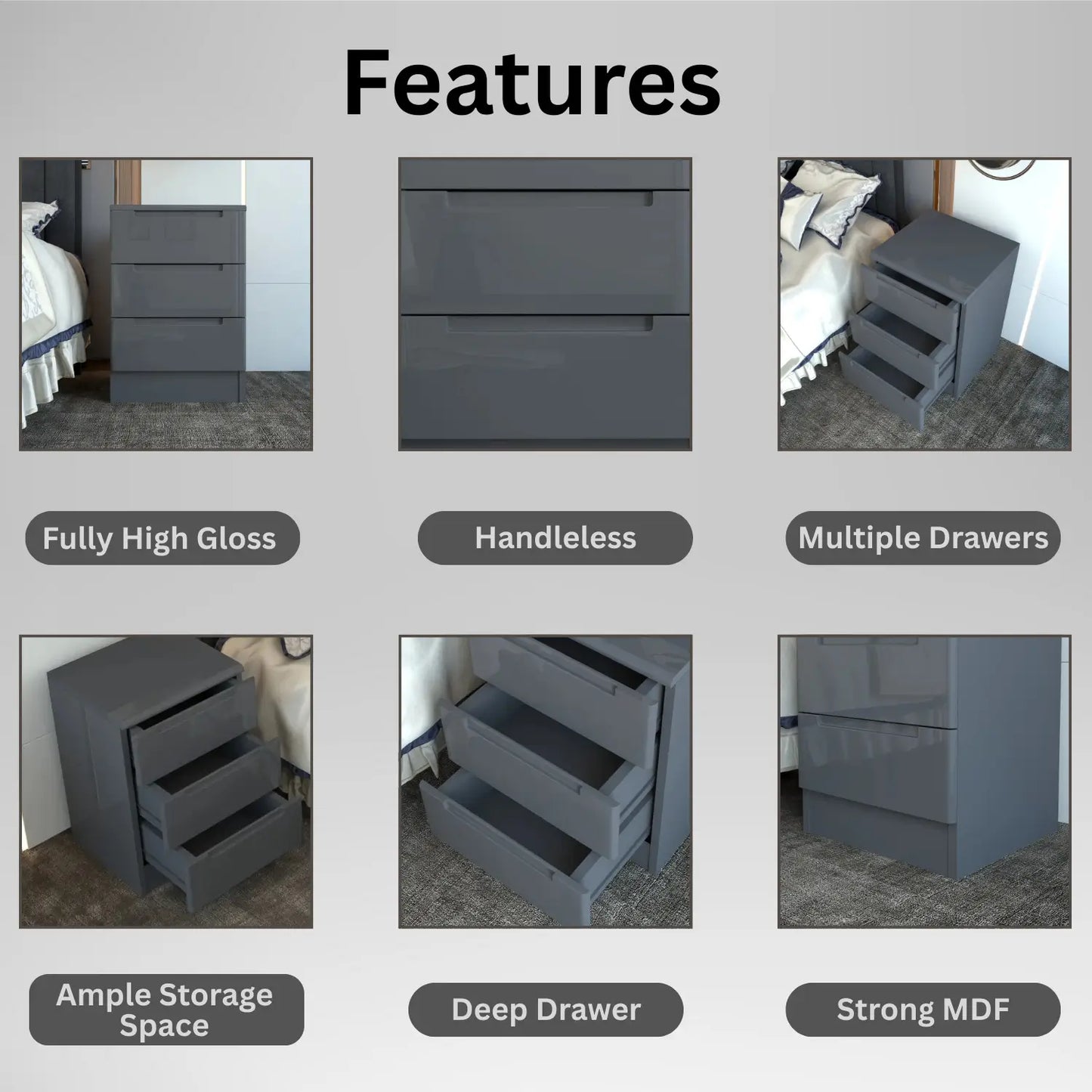 Opal Bedside DarkGray